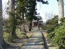 小丹生神社参道の苔むした石畳みと並木と石燈篭